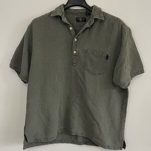 🦅 Vintage American Eagle Waffle Knit Polo Shirt Men’s XL | Olive Green Y2K